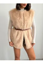 Artificial Fur Women's Wholesale Vest – Soft Texture - STONE