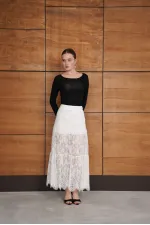 Ruffled Lace Skirt - Cream | F2074 - Topshow