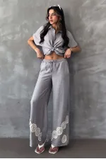 Topshow Gray Lace-Up Wholesale Trousers
