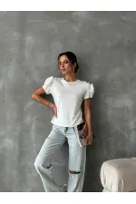 T-shirt Topshow White Shoulder Rose en gros