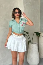 Nakışlı Cepli Toptan Gömlek - Çağla | TOPSHOW