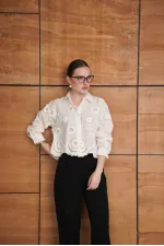 Embroidered Shirt - Cream | F1947 - Topshow