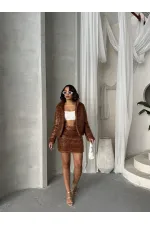 Jupe à franges pailletées en gros - Marron | TOPSHOW | F1839