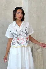 Nakışlı Toptan Gömlek - Sarı Dsn2 | Topshow