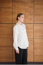 Chemise satinée à pois - Crème | F2076 - Topshow