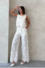 Nakışlı Toptan Pantolon - Taş | Topshow