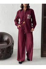 Topshow - Toptan Fitilli Kadife Pantolon - Bordo
