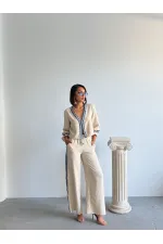 Pantalon en denim rayé - Pierre | Topshow | F1890