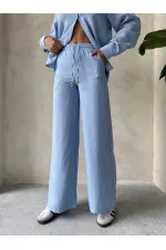 Topshow Mavi Keten Toptan Pantolon