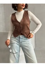 Suet Toptan Yelek - Kahve | TOPSHOW | F1528