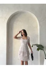 Jupe Topshow Stone à col bateau et imprimé floral, manches courtes et volantées, en gros