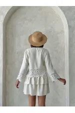 Veste à nouer sur le devant avec détails en dentelle - Pierre | Topshow | F1946