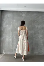 Topshow Orange Pattern Ruffle Sleeve Tied Wholesale Dress