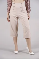 Pantalon décontracté à poches en L boutonnées ornementales - Vente en gros - Gris poudré | TOPSHOW | F0996