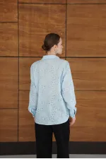 Corded Wholesale Shirts - Blue | F2079 - Topshow