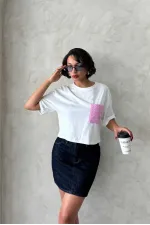 T-shirt rose avec poche, en gros | Topshow