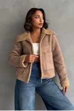 Süet Peluş Toptan Mont - Vizon Vizon | TOPSHOW | F1856