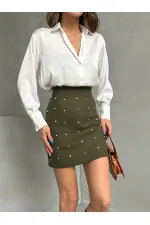 Noktalı Toptan Etek - Haki | TOPSHOW | F1627