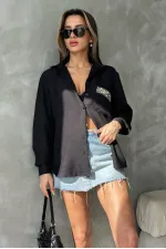 Pocket Detailed Linen Wholesale Shirt - Black | TOPSHOW | F1661