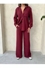 Pantalon en lin - Bordeaux | Topshow