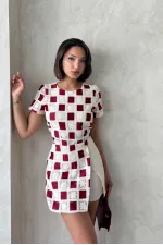 Dantel Detaylı Şort - Taş Bordo | Topshow