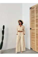 Süzüne Nakışlı Gömlek - Taş | Topshow | F1926