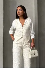 Embroidered Wholesale Vest - Cream | TOPSHOW | F1751