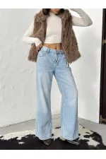 Gilet en fausse fourrure pour femme Topshow, vente en gros – Fermeture éclair, texture douce, marron clair | F2046