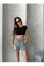 Topshow Siyah Yanları Bagcıklı Pitikare Toptan Şort