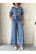 Nakışlı Toptan Pantolon - Koyu Mavi | Topshow | F1900