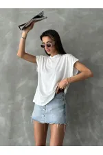 Topshow Krem Omuzu Dantelli Toptan T-Shirt