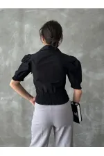 Chemise Topshow noire à boutons en gipel, vente en gros