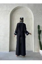 Kot Şeritli Toptan Pantolon   Siyah | Topshow | F1890