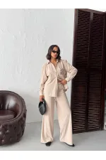 Topshow - Toptan Fitilli Kadife Pantolon - Taş