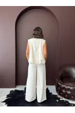 Topshow - Wholesale Jacquard Woven Trousers - Cream