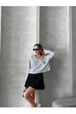 Shepherd's Stitched Knitwear Wholesale Blouse - Gray | TOPSHOW | F1652