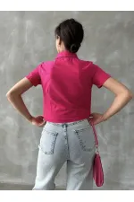 Topshow Fuchsia Gipel Front Gathered Wholesale Blouse