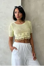 Tasseled Raw Wholesale Blouse Yellow | Topshow