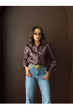 Chemises en similicuir Topshow en gros - Marron | F2044