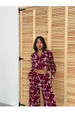 Süzüne Nakışlı Gömlek - Bordo | Topshow | F1926