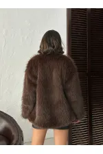 Suni Kürk Toptan Ceket - Kahverengi | TOPSHOW | F1608