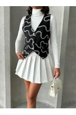 Nakışlı Toptan Yelek - Siyah | TOPSHOW | F1751