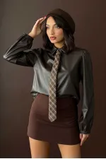 Chemises en similicuir Topshow en gros - Prune | F2044