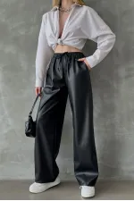 Deri Toptan Pantolon - Siyah | TOPSHOW | F1571