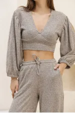 Blouse courte en gros - Beige | TOPSHOW | f1485