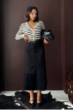 Topshow Scuba Suede Skirt - Black | F2004