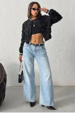 Topshow - Manteau zippé imprimé rose en gros - Noir