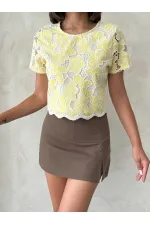 Dantel Bluz - Sarı | Topshow
