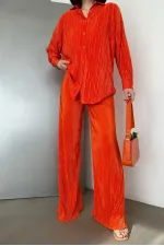 Topshow Orange Pleated Wholesale Trousers