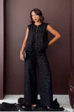 Topshow - Wholesale Jacquard Woven Trousers - Black